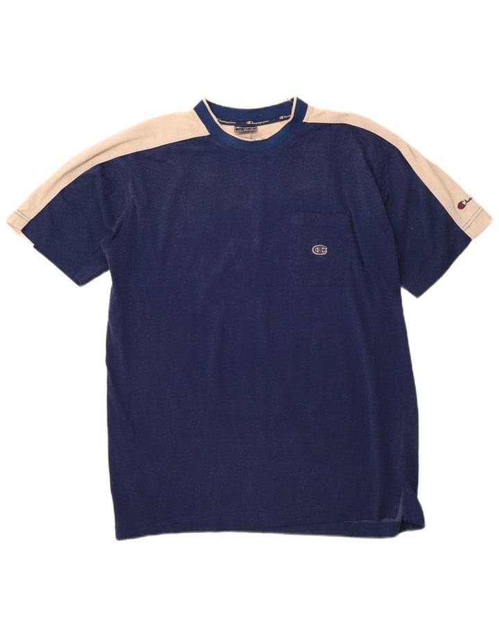 CHAMPION Mens T-Shirt Top Medium Navy Blue Colourblock