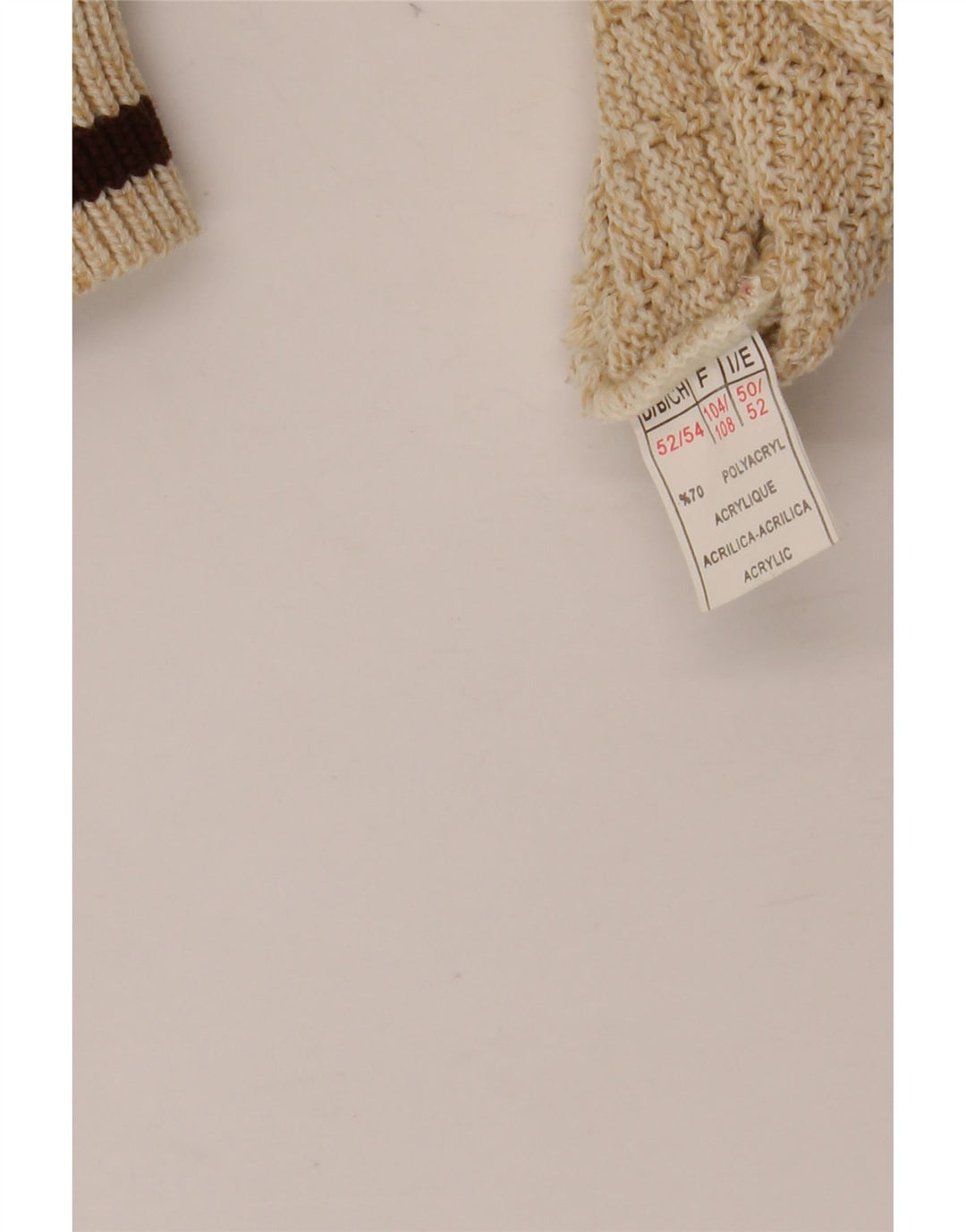 VINTAGE Jersey gráfico para hombre con cuello redondo IT 52 XL Poliacrílico beige