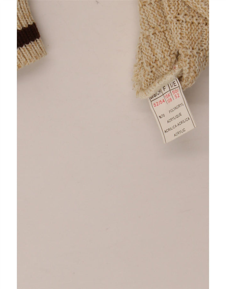 VINTAGE Jersey gráfico para hombre con cuello redondo IT 52 XL Poliacrílico beige