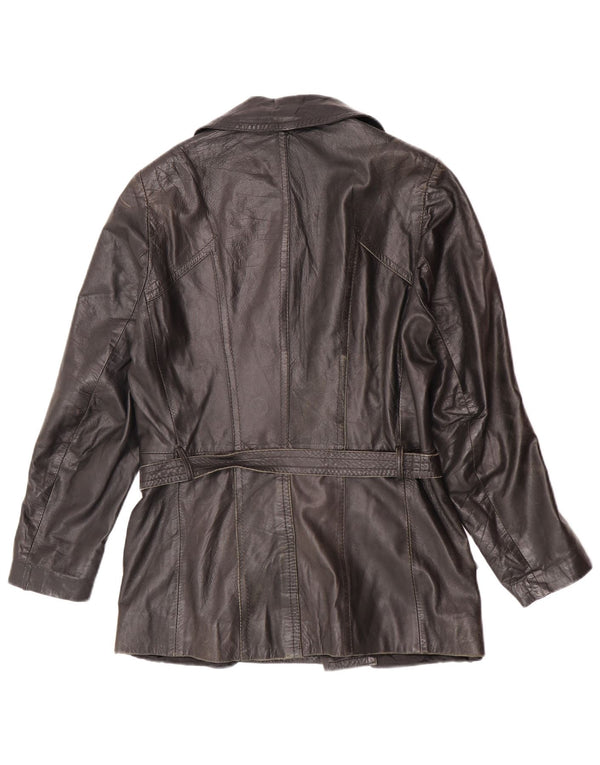 Vintage hombres doble pecho chaqueta de cuero Reino Unido 34 XS negro retro