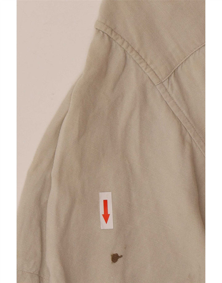 Nautica Camisa Manga Corta Hombre Lino Gris Grande