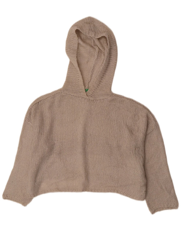 Benetton Jersey Corto Extragrande con Capucha para Mujer UK 40 Small Beige