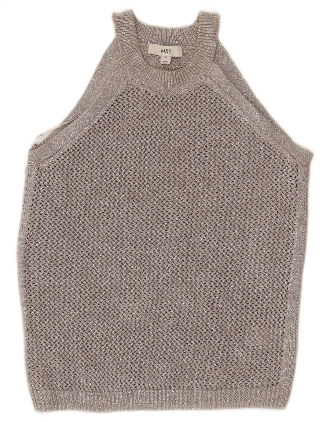 Marks & Spencer Top corto de crochet para mujer Reino Unido 12 Algodón moteado gris medio