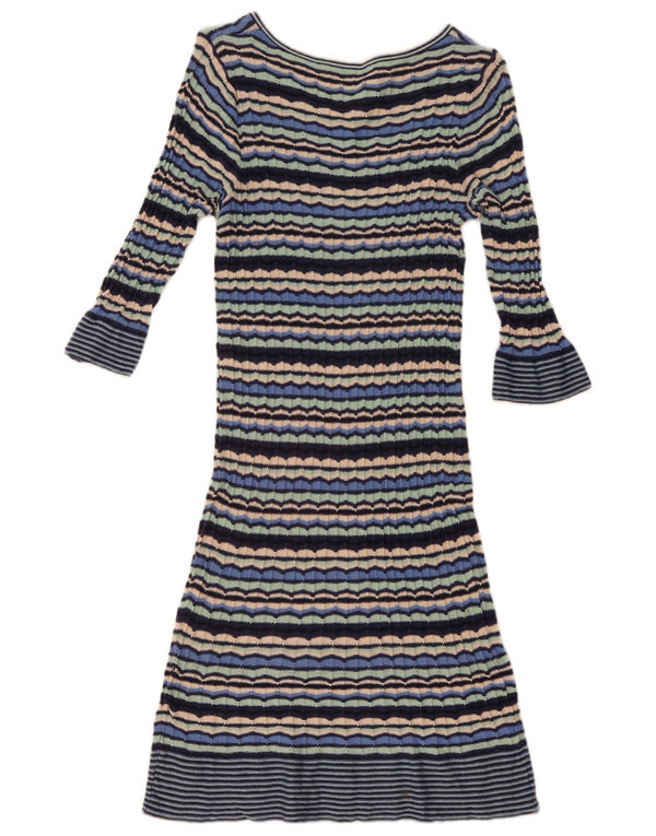 Vestido tipo jersey de manga 3/4 para mujer Oasis UK 42 Mediano Rayas multicolores