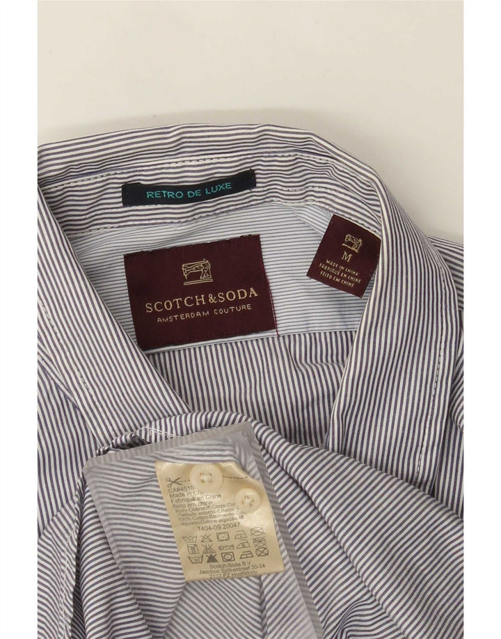 Camisa Scotch & Soda Hombre Mediana Azul Marino Rayas Pintadas De Algodón