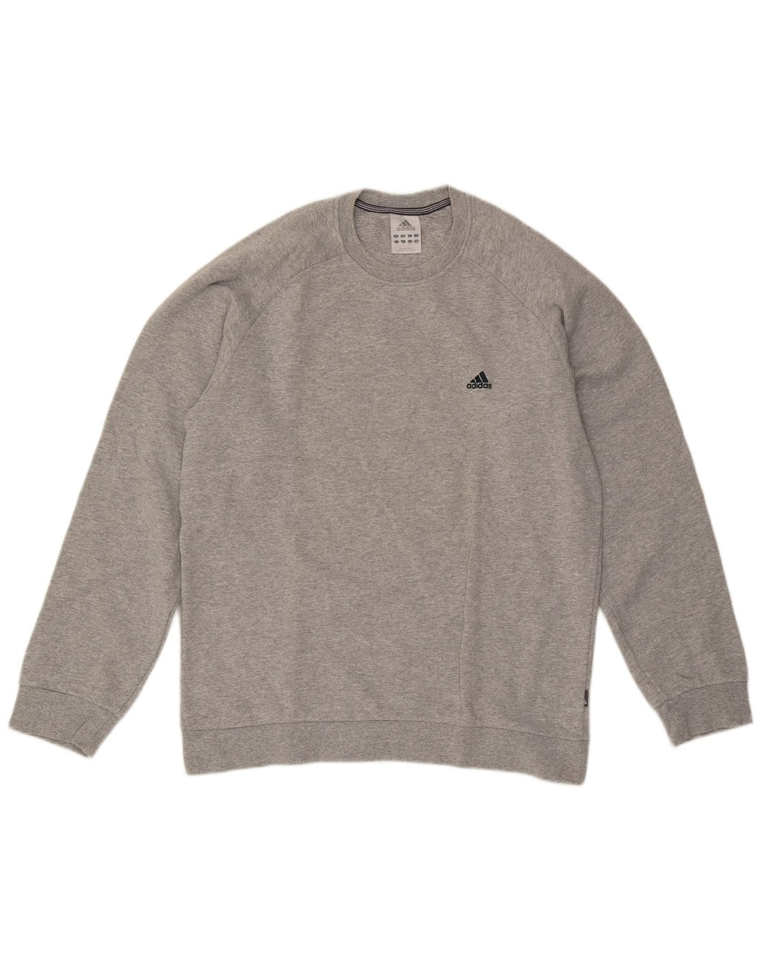 Adidas Hombre Sudadera Jumper Grande Gris Moteado Algodón