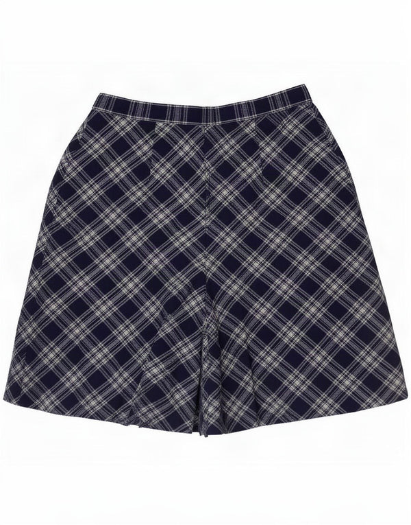 Pantalones cortos casuales de cintura alta vintage para mujer IT 42 Medium W24 Azul marino Cuadros