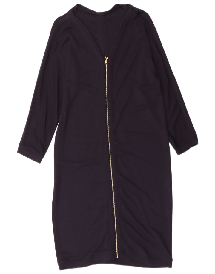 Jaeger Vestido básico de manga larga para mujer UK 46 Large Viscosa azul marino