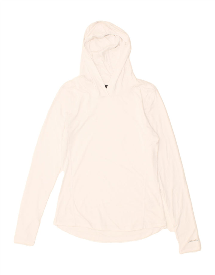 EDDIE BAUER Womens Hooded Top Long Sleeve UK 10 Small White Polyester Vintage Eddie Bauer and Second-Hand Eddie Bauer from Messina Hembry 