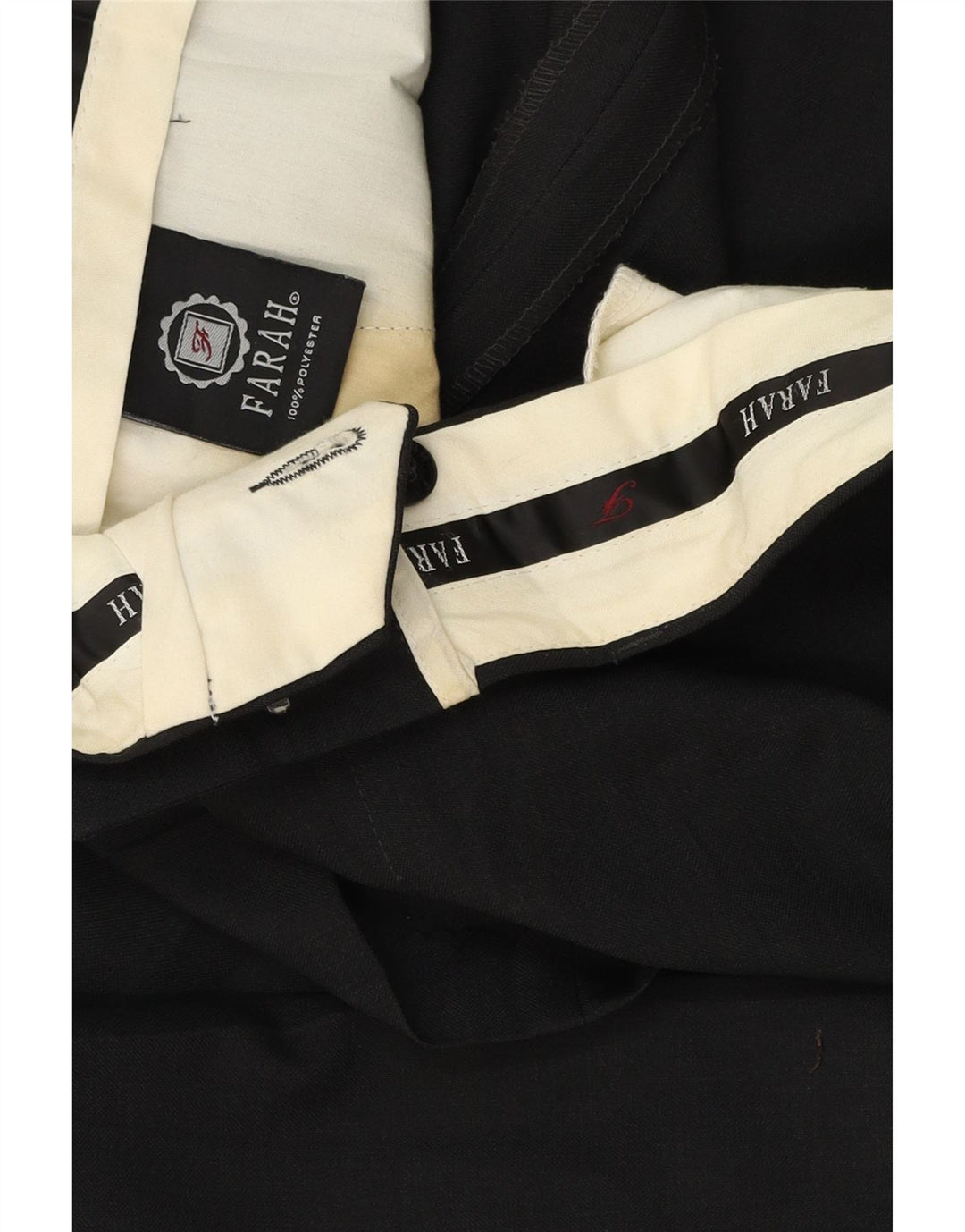 FARAH Pantalón de traje recto para hombre W36 L28 Poliéster negro