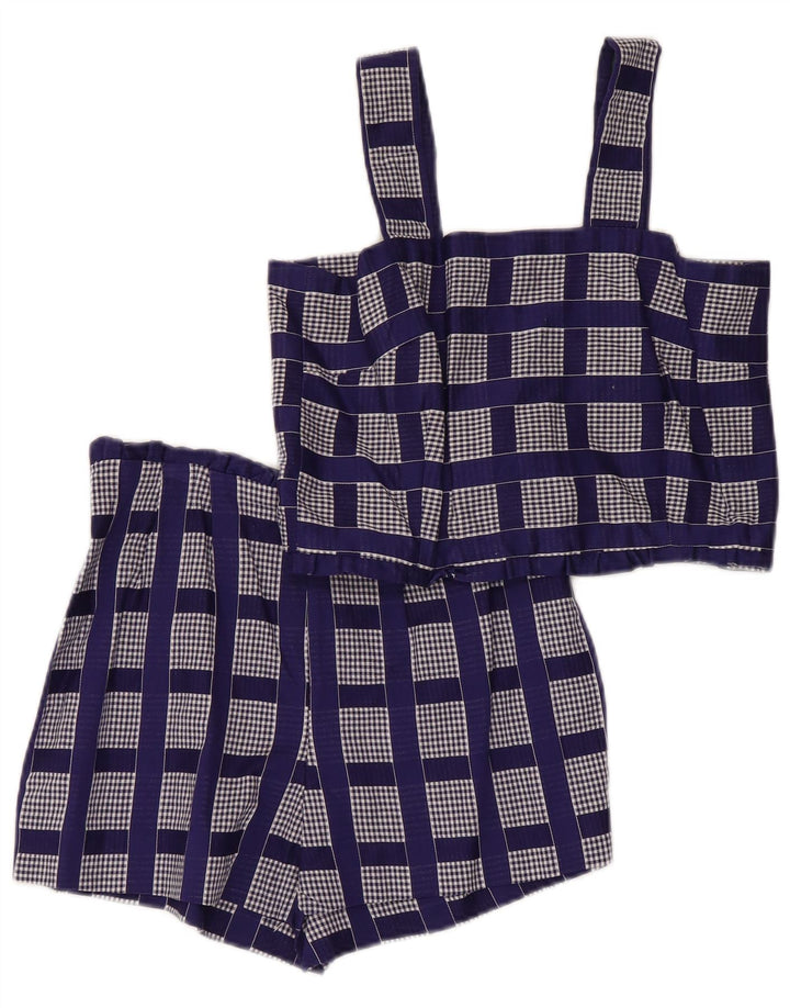 Vintage Mujer 2 Piezas Set UK 2 2XS Azul Check