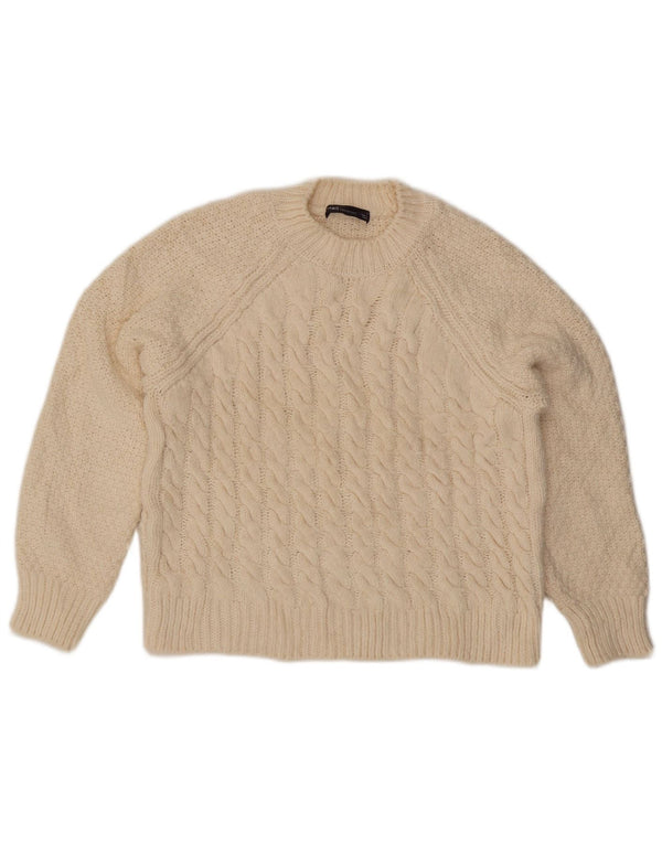 Marks & Spencer Suéter de cuello redondo para mujer UK 10 Small Off White