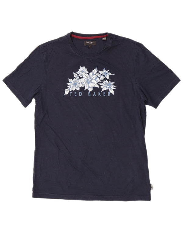 Ted Baker Camiseta gráfica para hombre Talla 3 Mediana Azul marino Algodón floral
