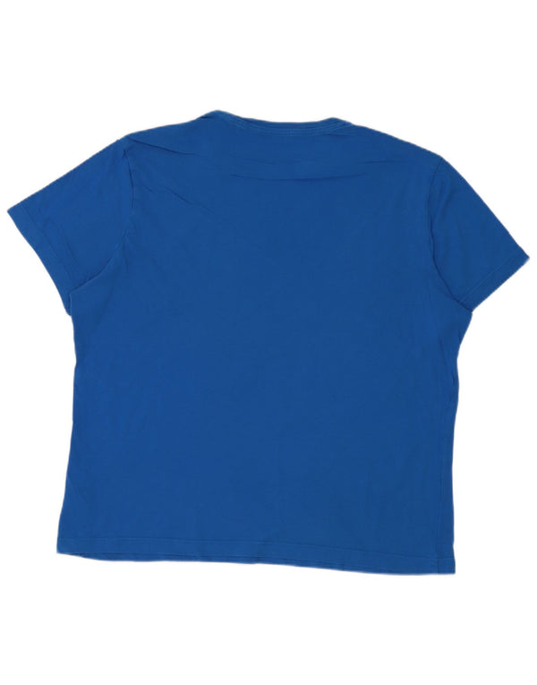 Reebok Camiseta de manga corta con gráfico regular para hombre, talla grande, algodón azul