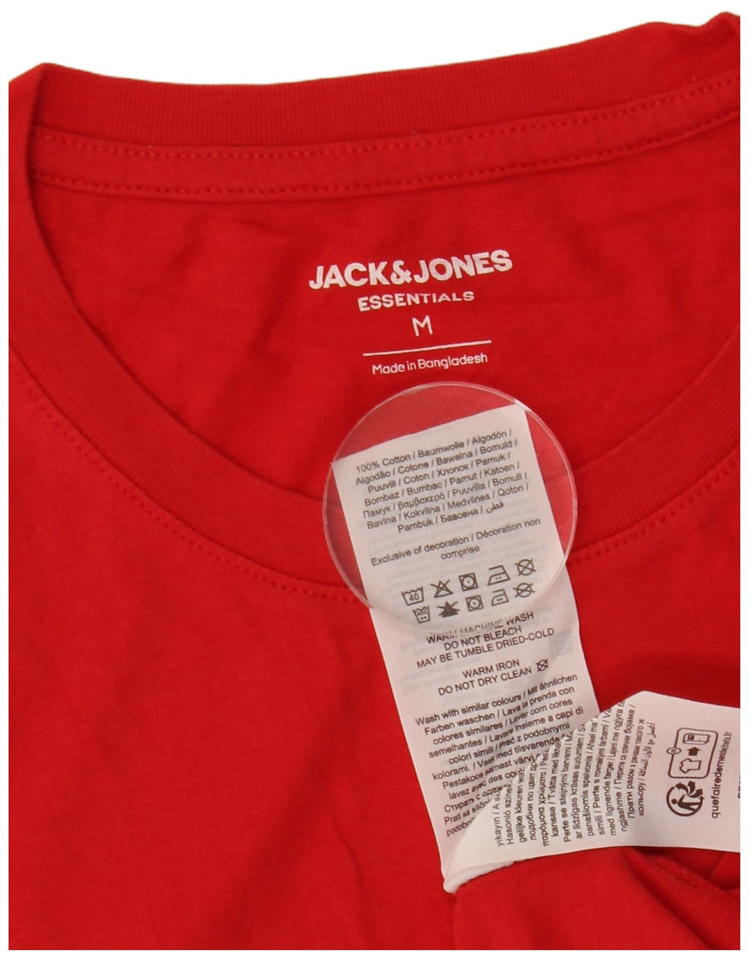 Jack & Jones Hombre Camiseta Gráfica Top Medium Rojo Algodón