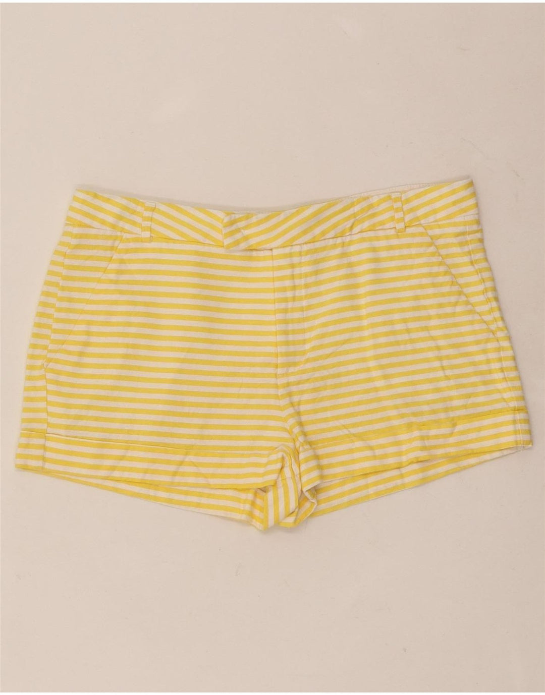 Zara Mujer Hot Pants Small W26 Viscosa A Rayas Amarillas