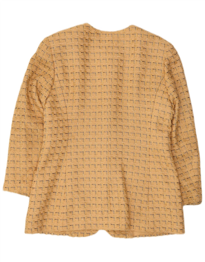 Jaeger Chaqueta tipo blazer de 5 botones para mujer UK 12 Algodón geométrico amarillo mediano