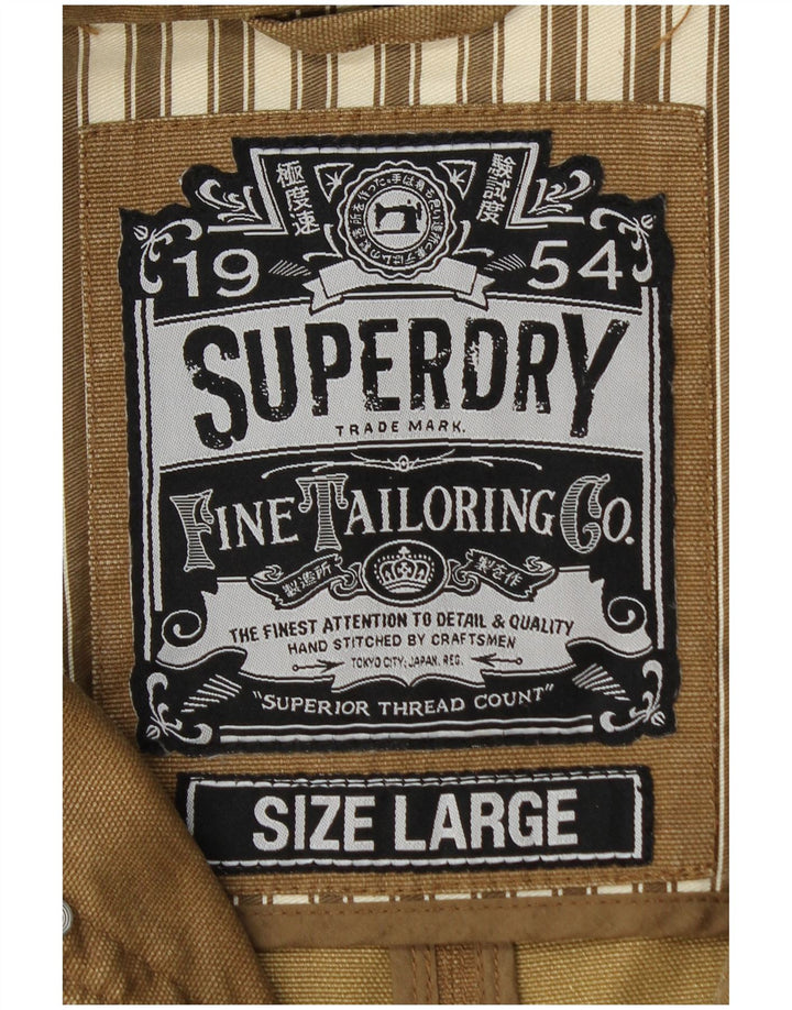 SUPERDRY Chaqueta utilitaria para hombre UK 40 Large Beige Cotton