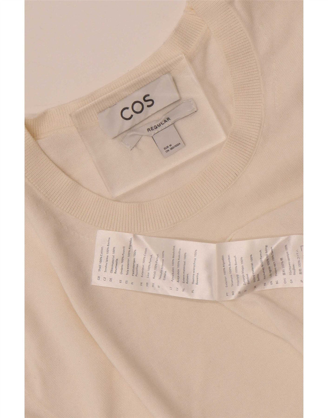 Cos Camiseta regular para mujer Top UK 40 Algodón blanco mediano