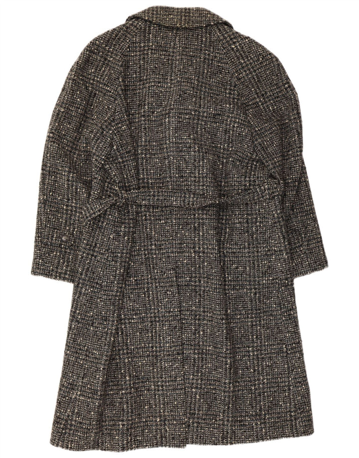 Abrigo vintage para mujer IT 54 3XL Gris Check Lana Virgen