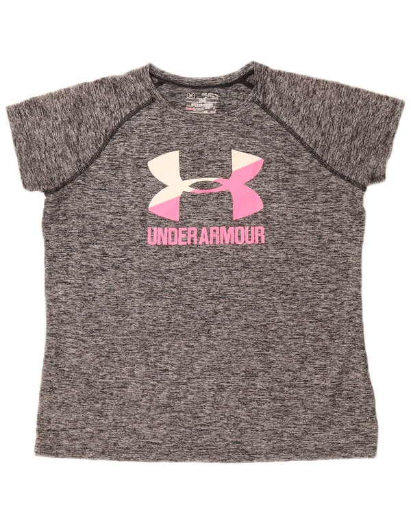 Under Armour Camiseta gráfica Heat Gear para niña 13-14 años XL Gris