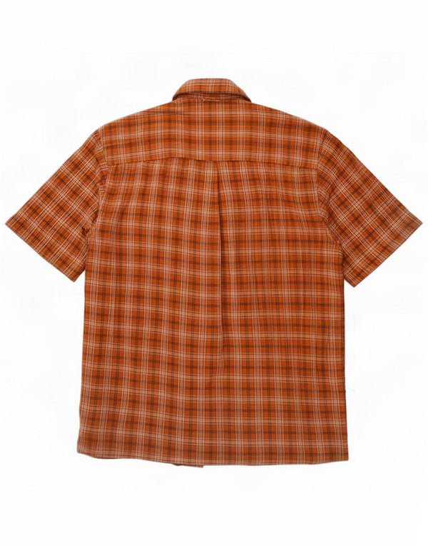 Eddie Bauer Camisa de manga corta para hombre Algodón a cuadros naranja mediano