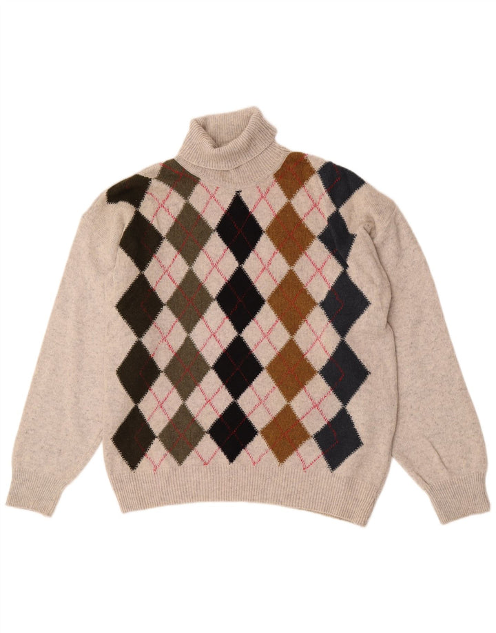 Tom Tino Jersey con cuello vuelto para hombre IT 50 Gris medio Argyle/Diamante