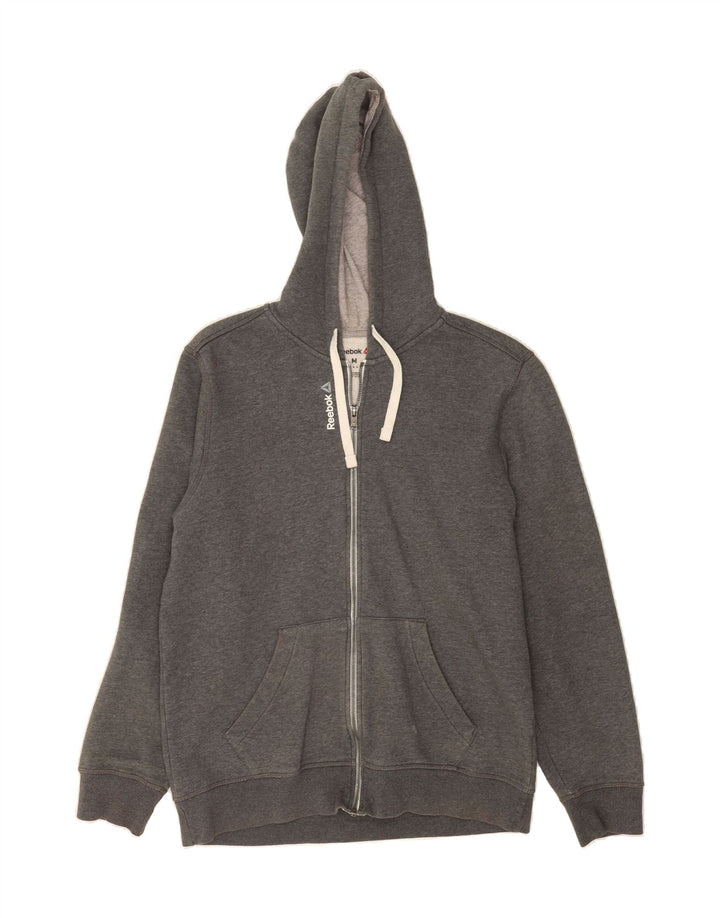 REEBOK Mens Zip Hoodie Sweater Medium Grey Cotton Vintage Reebok and Second-Hand Reebok from Messina Hembry 