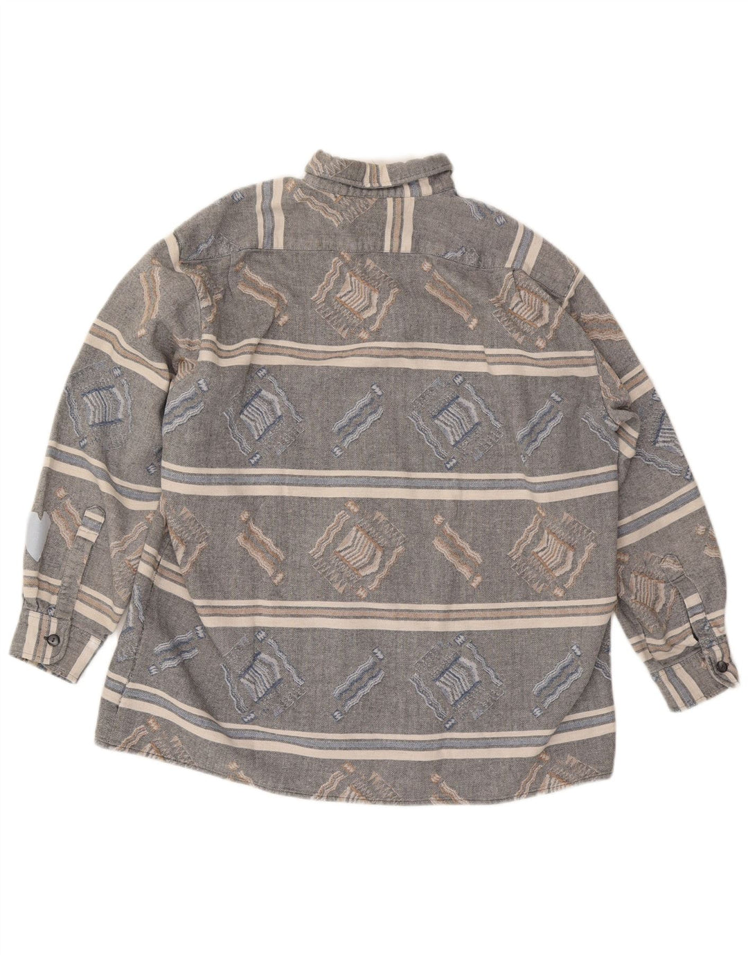Vintage hombres franela camisa grande gris rayas