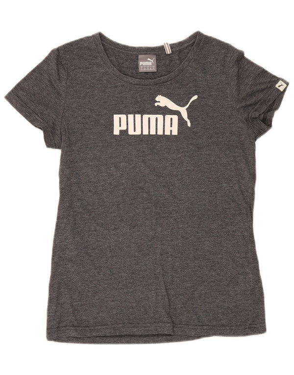 Puma Camiseta gráfica para mujer Top UK 10 Small Grey Moteado Poliéster