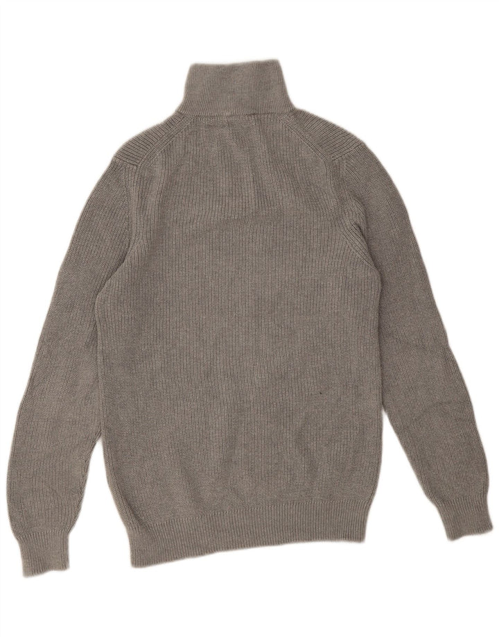 Zara Hombre Jersey Con Cremallera Y Cuello En Algodón Gris Medio