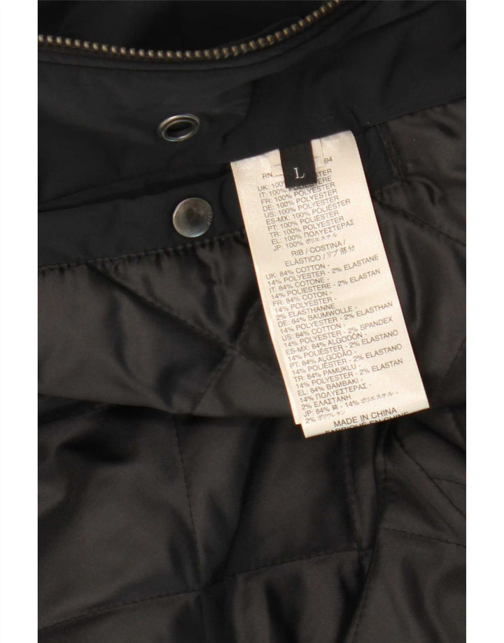 Diesel Mujer Parka Chaqueta UK 46 Grande Poliéster Negro