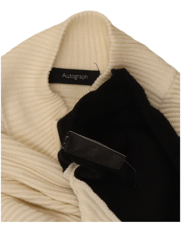 Marks & Spencer Suéter tipo jersey con cuello alto para mujer UK 12 Medium Off White