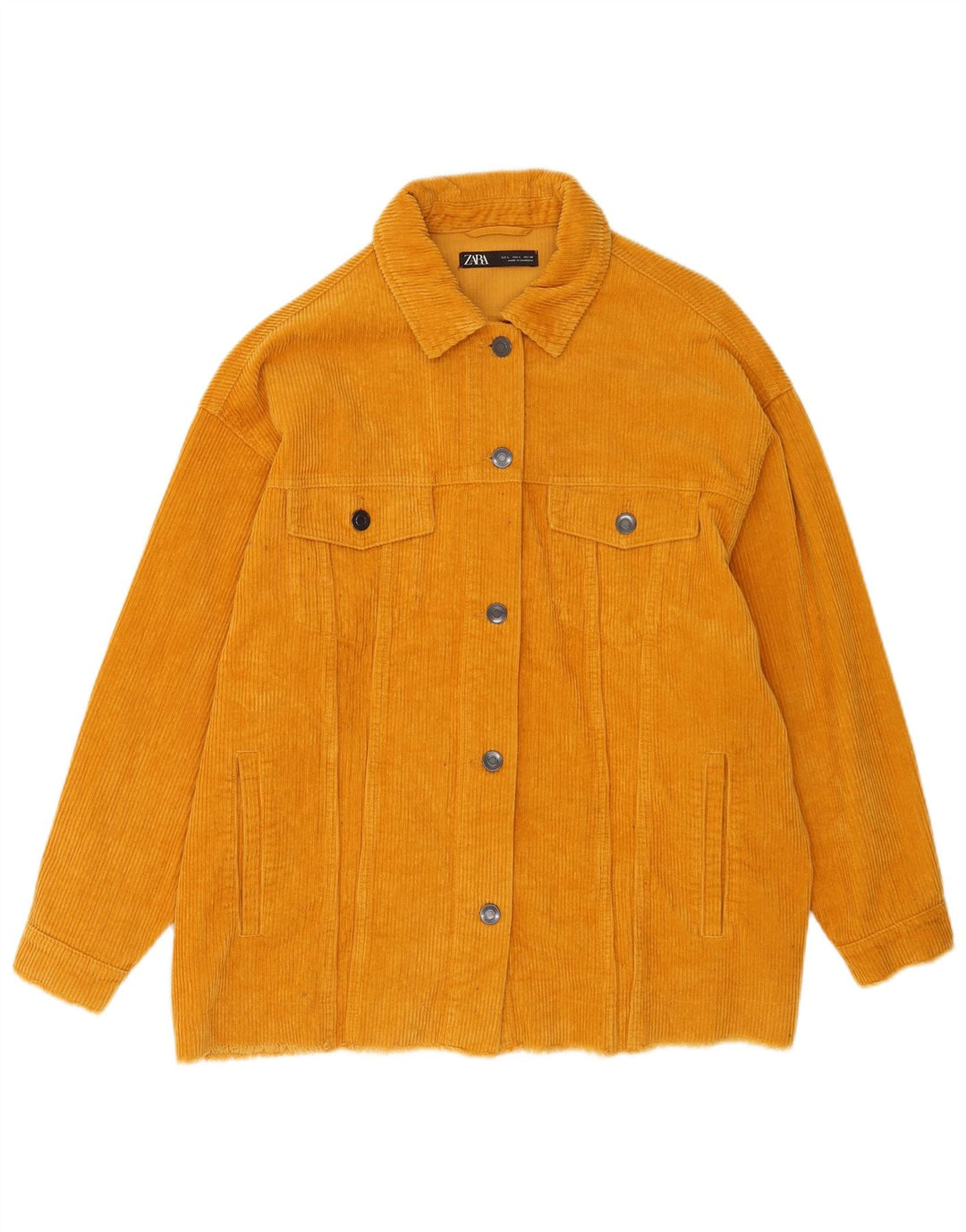 Zara Mujer Chaqueta De Pana Extragrande Reino Unido 46 Grande Algodón Amarillo