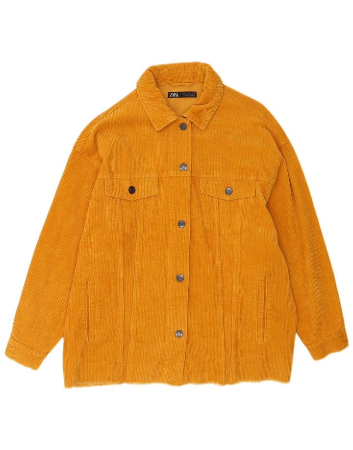 Zara Mujer Chaqueta De Pana Extragrande Reino Unido 46 Grande Algodón Amarillo