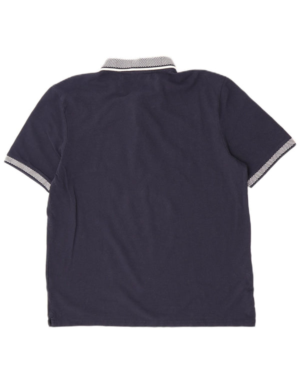 Ben Sherman Polo para hombre grande de algodón a rayas azul marino