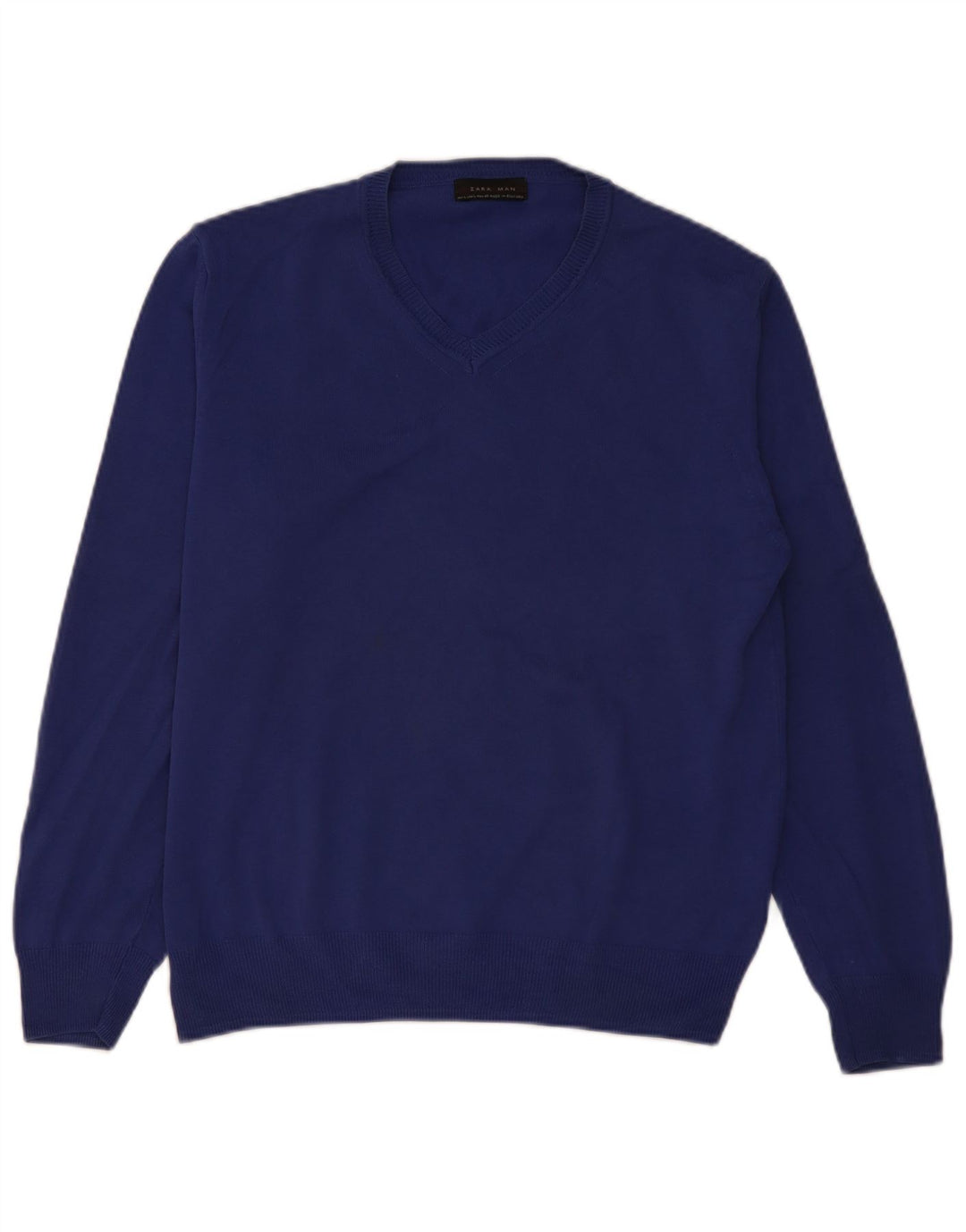 Zara Hombre Jersey Con Cuello En V Jersey Grande Azul