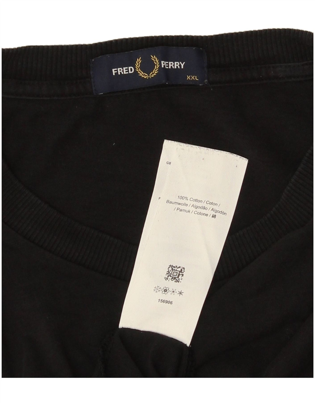 FRED PERRY Camiseta gráfica para hombre Top 2XL Algodón negro