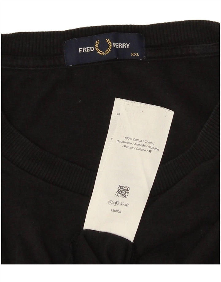 FRED PERRY Camiseta gráfica para hombre Top 2XL Algodón negro