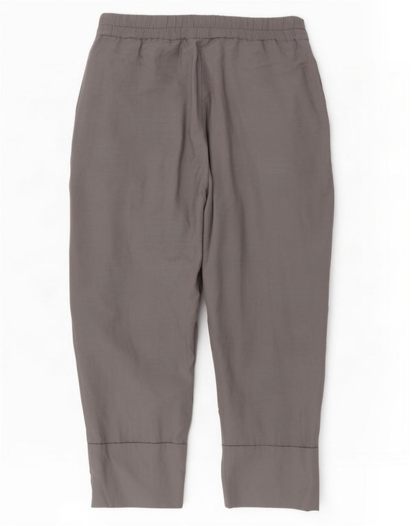 Zara Mujer Pantalón Capri Cintura Alta XL W36 L24 Gris Viscosa