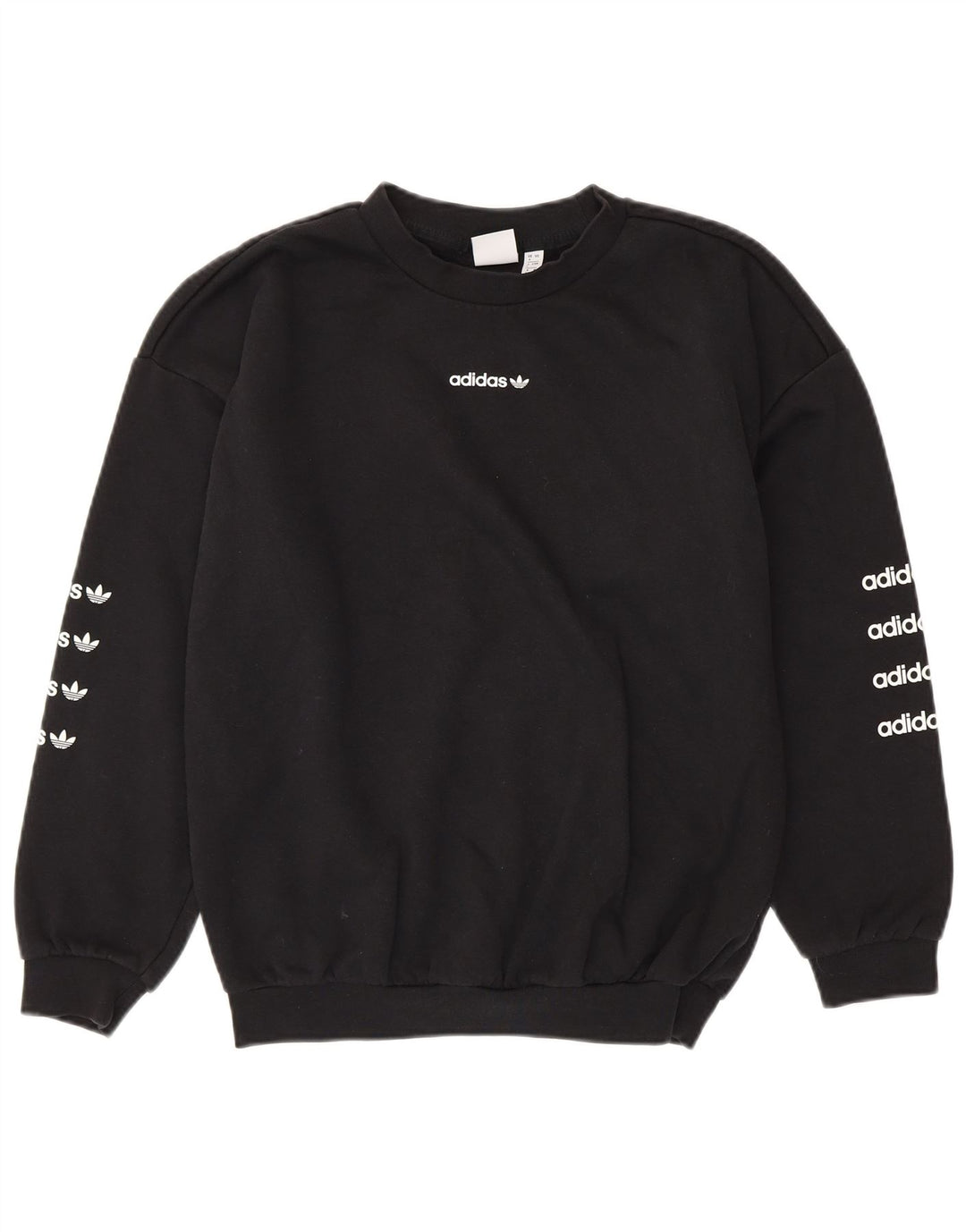 ADIDAS Sudadera con gráfico extragrande para mujer UK 8 Small Algodón negro