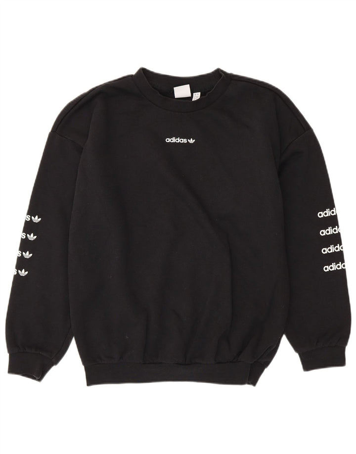 ADIDAS Sudadera con gráfico extragrande para mujer UK 8 Small Algodón negro