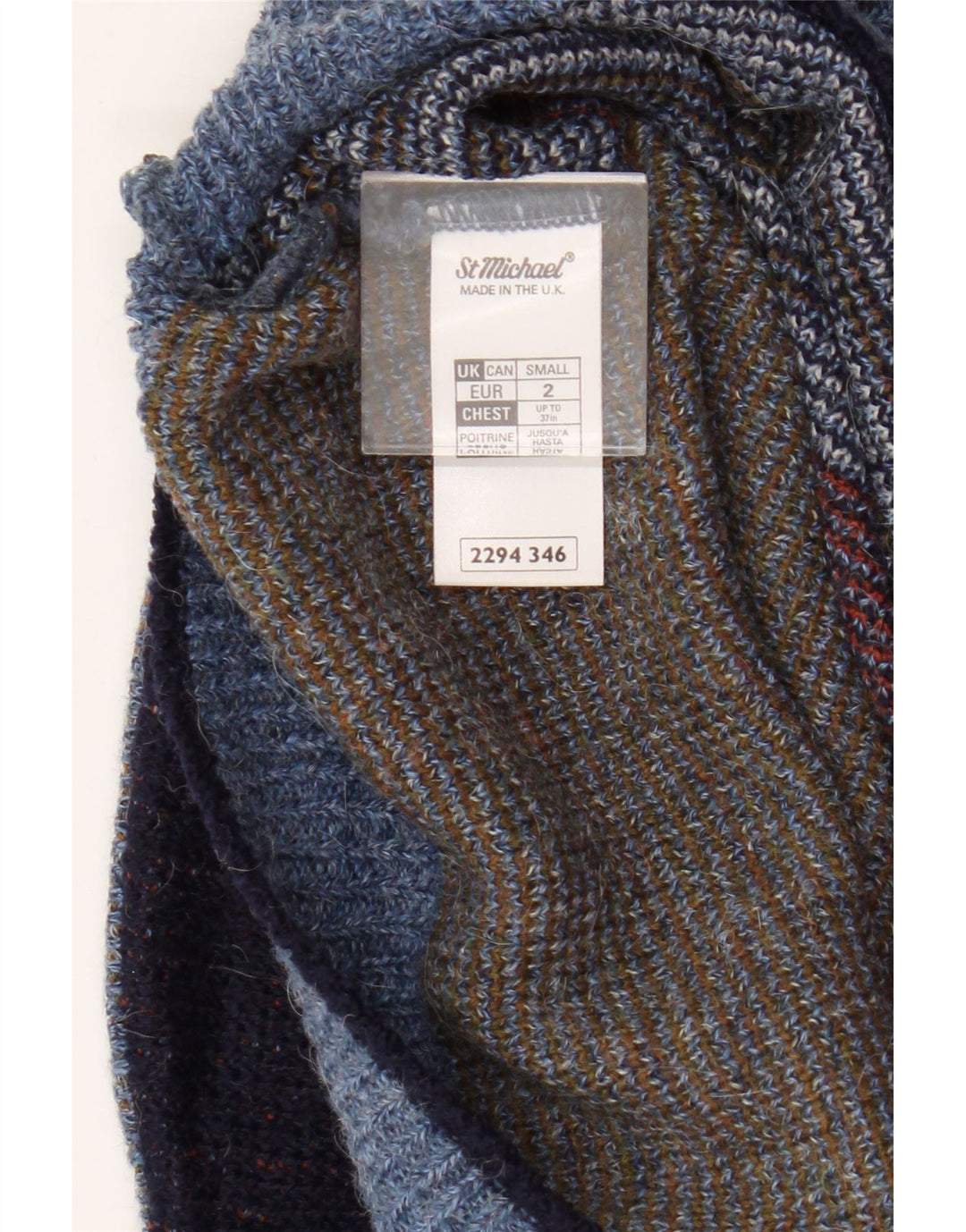 St Michael - Jersey de cuello redondo para hombre, acrílico geométrico, color azul pequeño