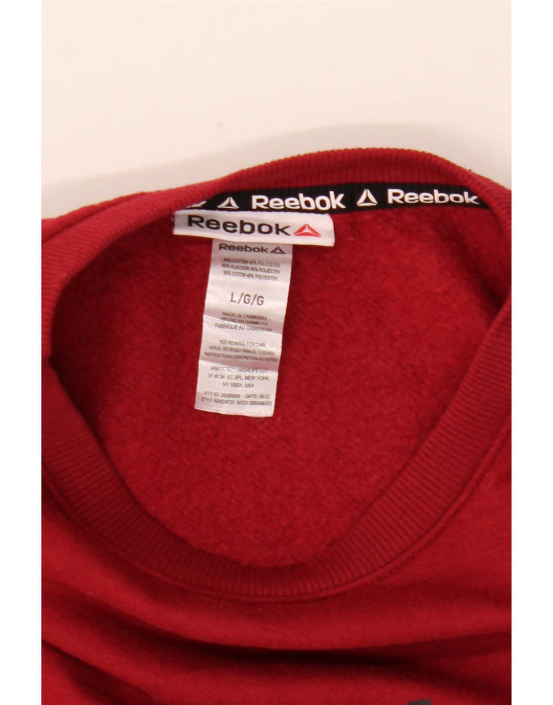 Reebok - Sudadera gráfica para hombre, jersey de algodón rojo grande