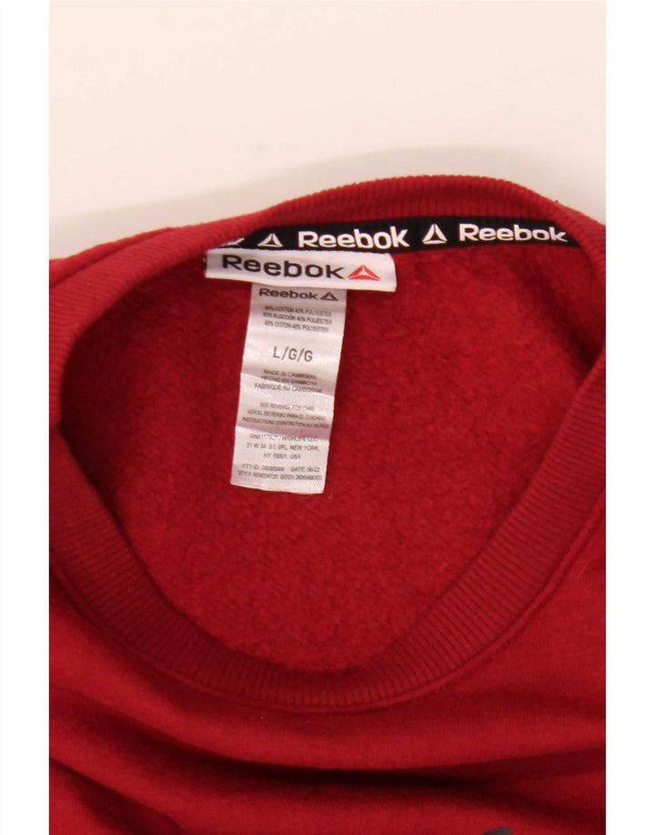 Reebok - Sudadera gráfica para hombre, jersey de algodón rojo grande