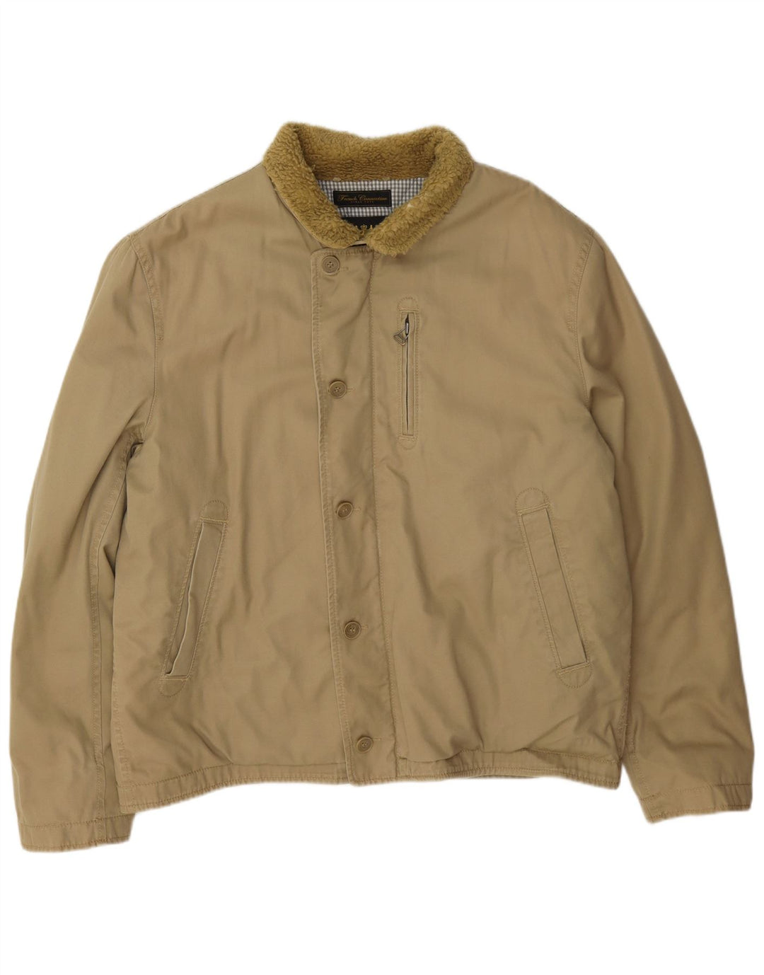 French Connection Chaqueta cortavientos para hombre UK 42 XL Algodón beige