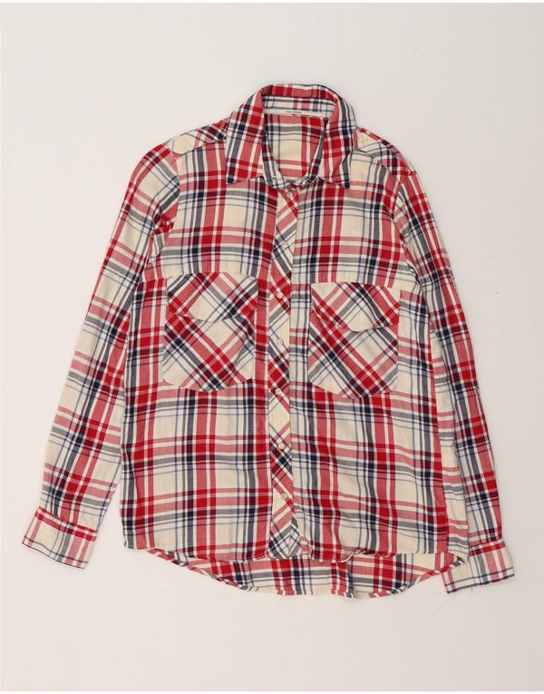 Zara Camisa De Franela Para Mujer UK 44 Algodón A Cuadros Rojo Mediano