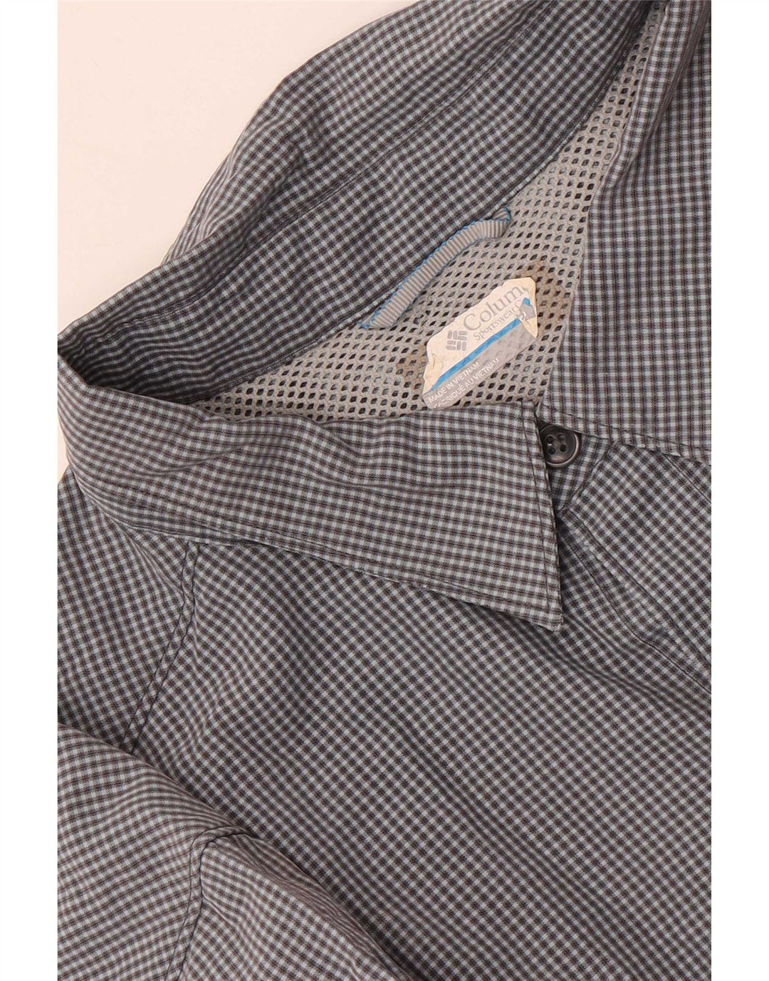 Columbia Camisa de manga corta para hombre, cuadros grises grandes