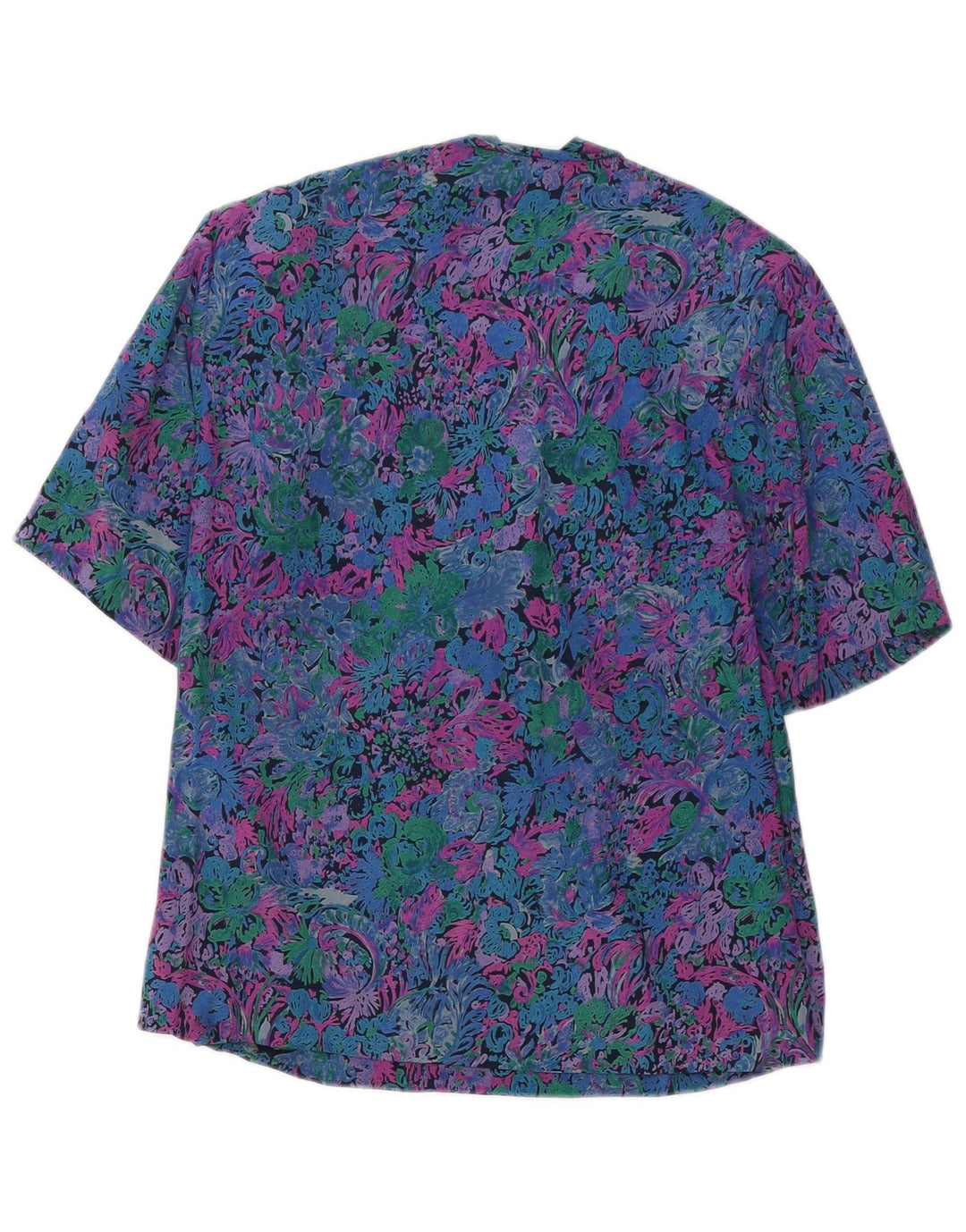 VINTAGE Blusa de Mujer Top Reino Unido 12 Medio Multicolor Floral