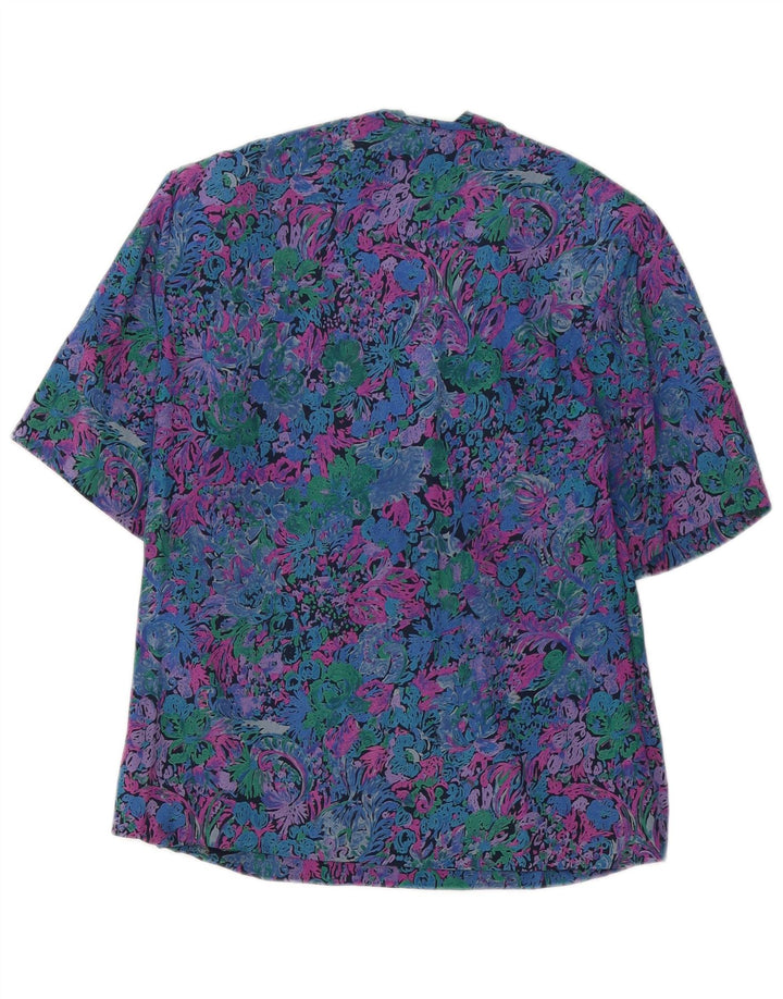 VINTAGE Blusa de Mujer Top Reino Unido 12 Medio Multicolor Floral